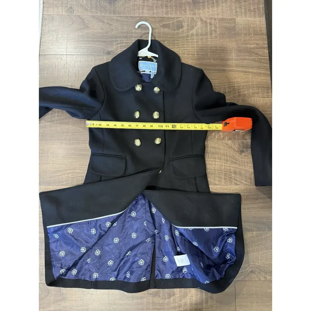 Draper James Woman's Faux Pea  Coat Gold Snap Buttons ‎ Lined  Black Size 2
